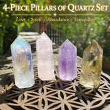 4-teiliges Säulen-Set aus Quarz