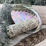 Smudge Kit: White Sage (4-tums) + Abalone Shell