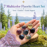 7 Multicolor Fluorite Heart Set