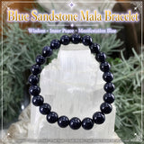 Mala-Armband aus blauem Sandstein mit Samtbeutel