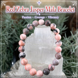 Mala Red Zebra Jaspis armbånd med fløyelspose