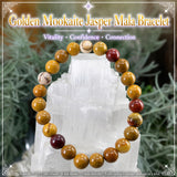 Bracelet Mala Doré Mookaite Jasper Avec Pochette En Velours