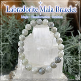 Pulsera Mala Labradorita Con Bolsa De Terciopelo