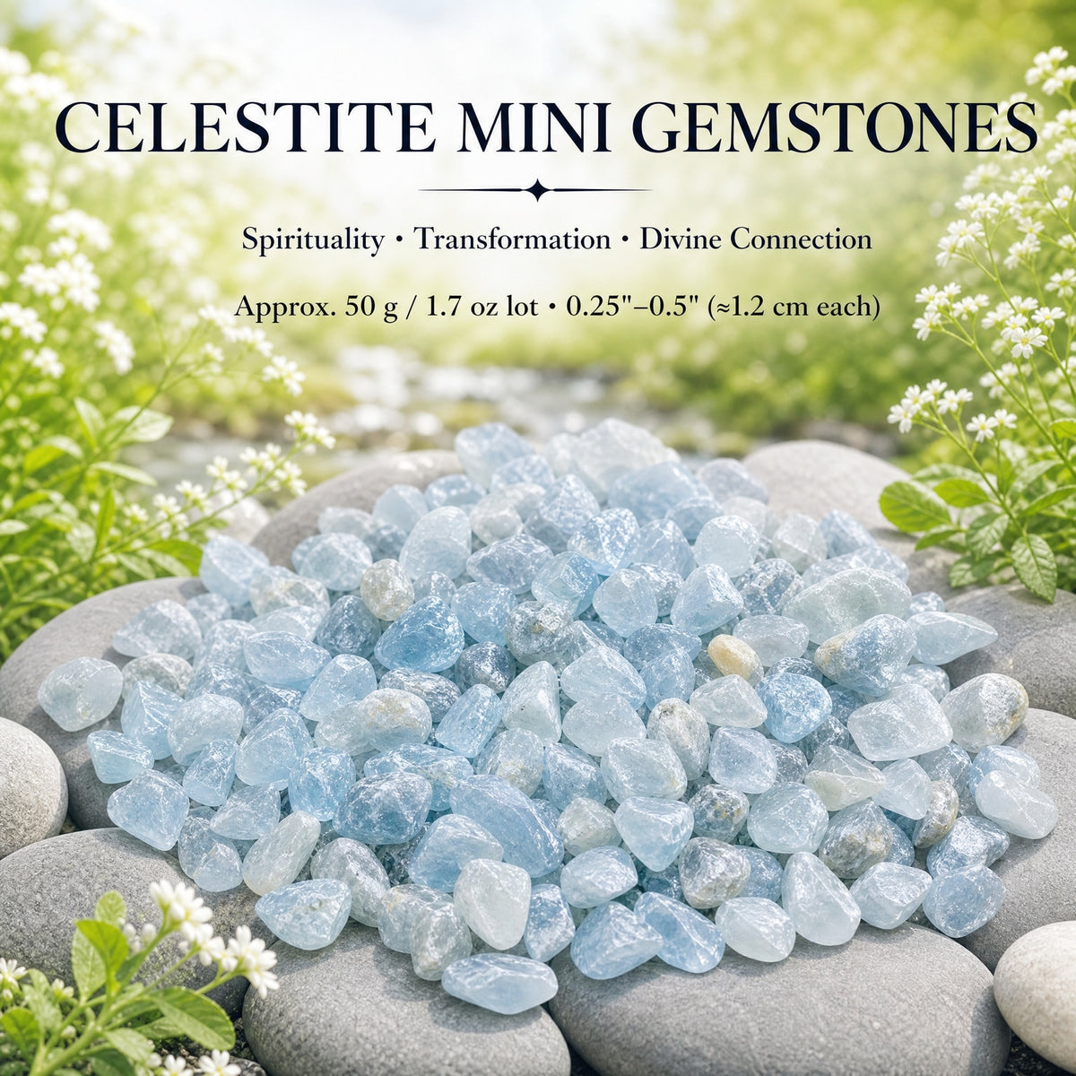 Celestite Mini Gemstones  (50 Grams / 1.7oz Lot)