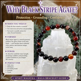 Mala Black Stripe Agate Bracelet With Velvet Pouch