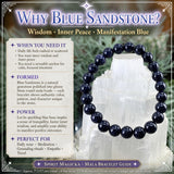 Mala-Armband aus blauem Sandstein mit Samtbeutel