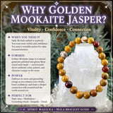 Bracelet Mala Doré Mookaite Jasper Avec Pochette En Velours