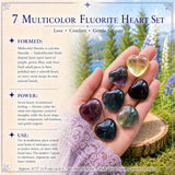 7 Multicolor Fluorite Heart Set
