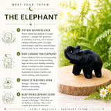 Crystal Animal Spirit Totems: Black Agate Elephant