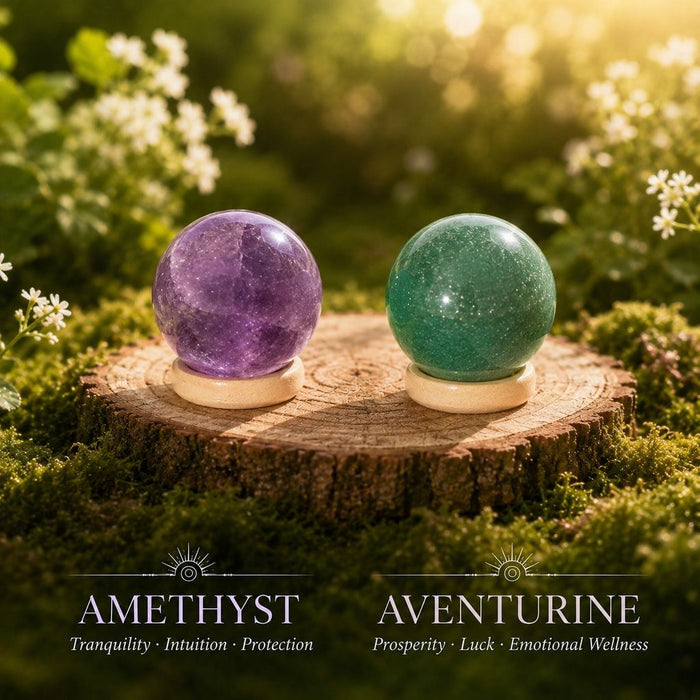 Amethyst and Aventurine mini spheres