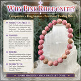 Pulsera Mala De Rodonita Rosa Con Bolsa De Terciopelo