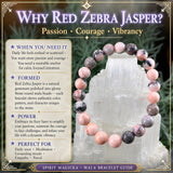 Mala Red Zebra Jaspis armbånd med fløyelspose