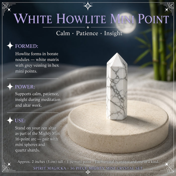 White howlite mini point with grey veining