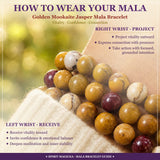 Bracelet Mala Doré Mookaite Jasper Avec Pochette En Velours