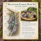 7 Multicolor Fluorite Heart Set