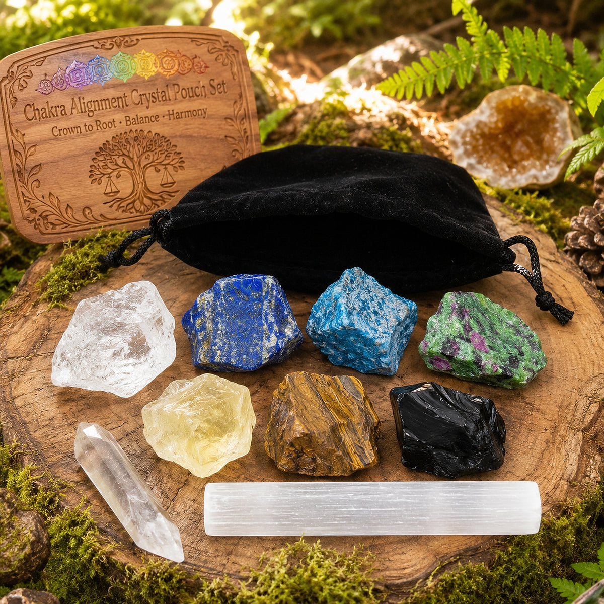 Chakra Alignment Crystal Pouch Set