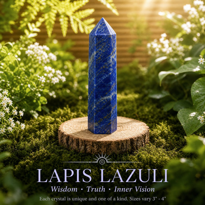 Deep blue lapis lazuli point flecked with gold