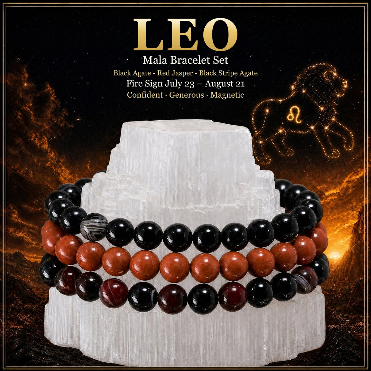 ♌ Leo - July 23rd - August 21st - Zodiac Astrology Crystal Bracelets Set