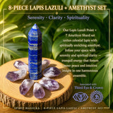 8-delt Lapis Lazuli + Ametyst sett