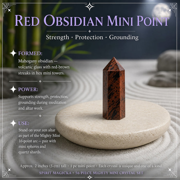 Red-brown and black red obsidian mini point