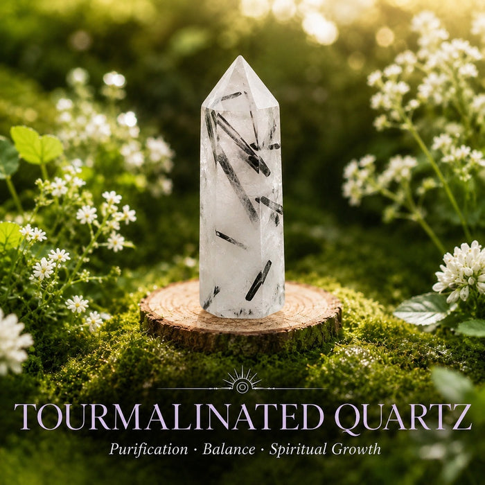 Tourmalinated Quartz crystal point