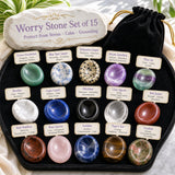 60% RABATT 1 DAGSREA - Skydda mot stress" Worry Stone Set med 15 + sammetspåse