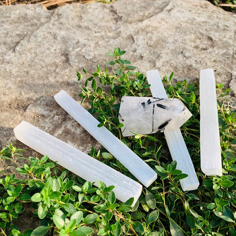 WORKING ON NEW Tourmalinated Quartz + Selenite Cleansing Set - rawstone