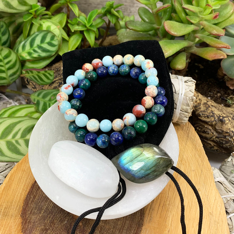 Hals Chakra Mala Armband Set🌈