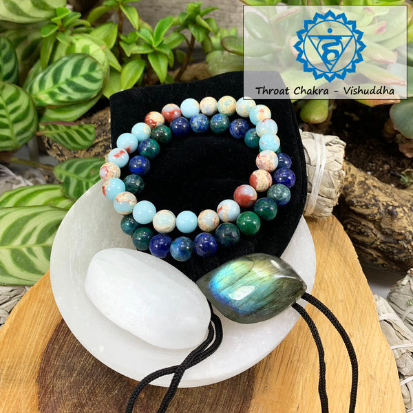 Σετ βραχιολιών Throat Chakra Mala🌈