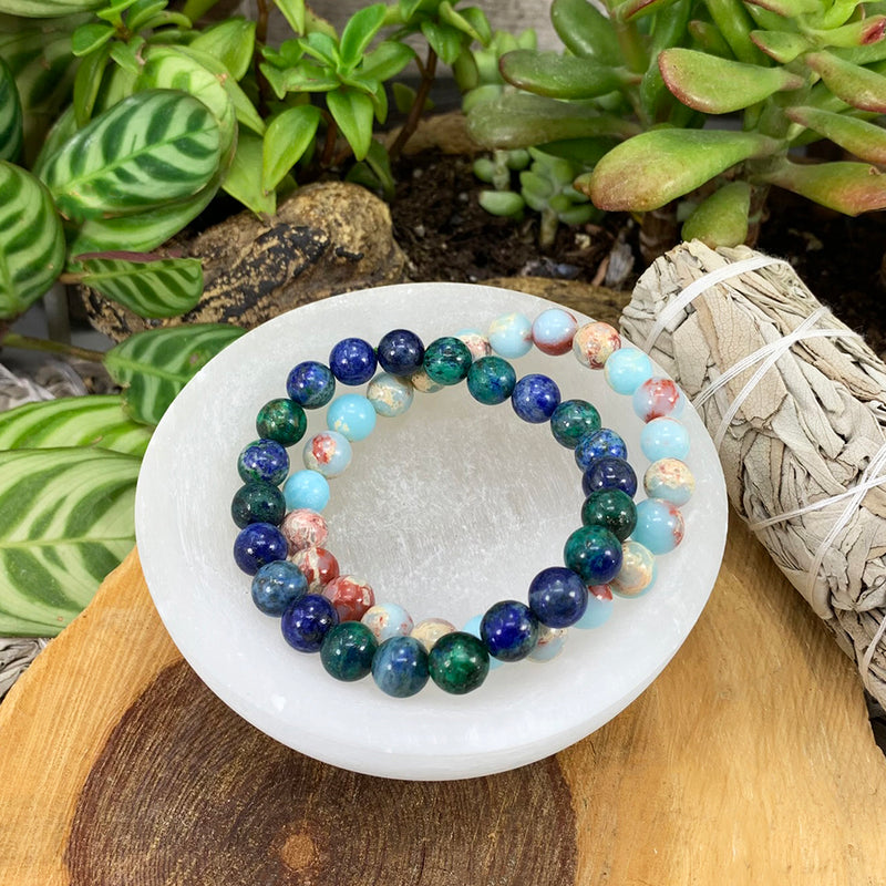 Hals Chakra Mala Armband Set🌈