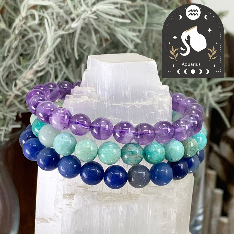 ♒ Aquarius - January 20th - February 18th Zodiac Astrology Bracelets Set