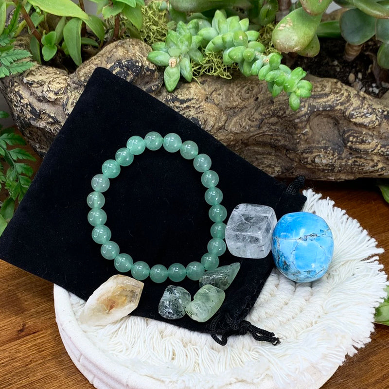 Aventurine Mala Armband Prosperity Pouch Set