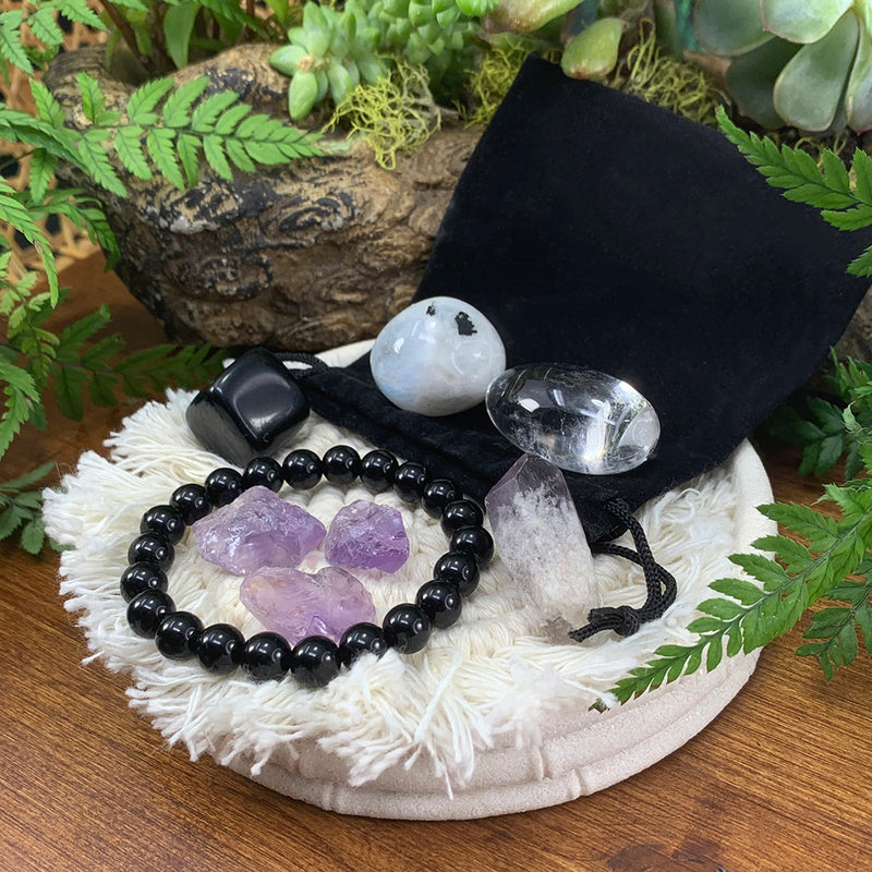 Obsidian Mala Armband Protector Pouch Set