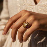 Moonstone & Gold Solar Glow Ring