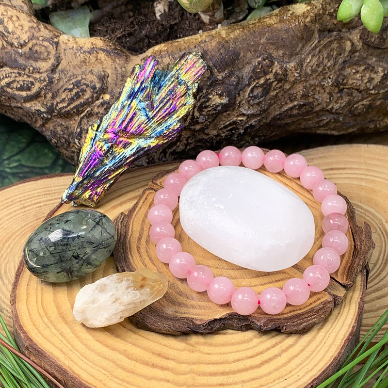 Rose Quartz Mala Armband Tranquility Pouch Set