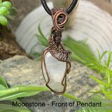 Crescent Moonstone koppartråd hängande halsband