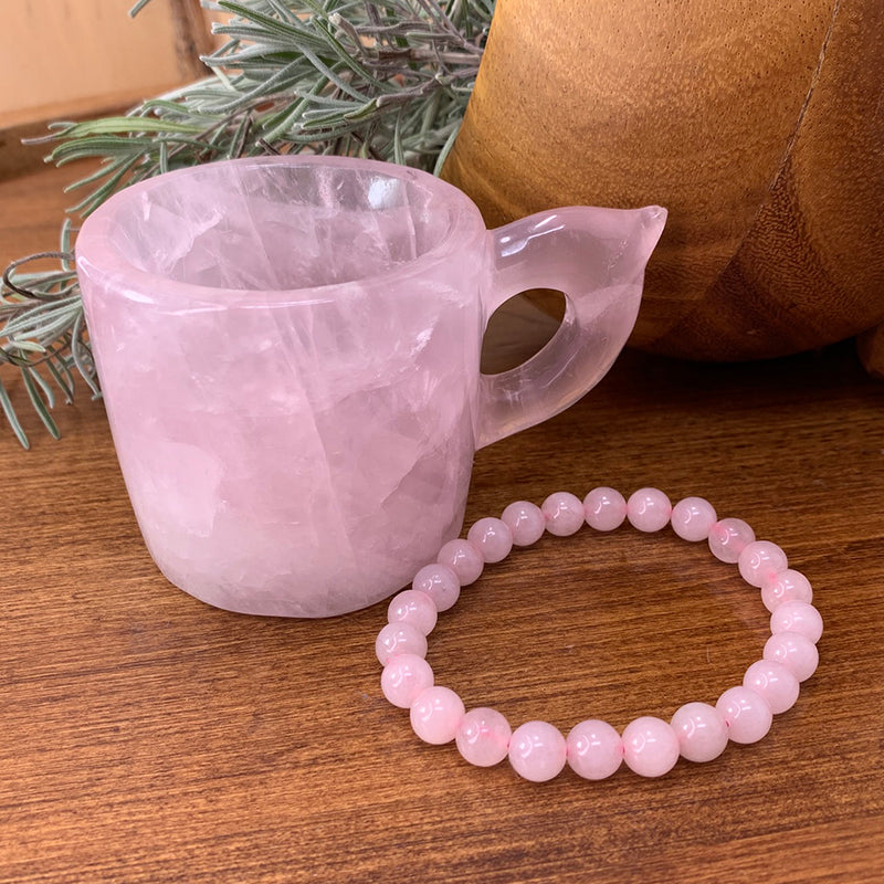 Valentines - Rose Quartz Love Cup & Mala Bracelet Set