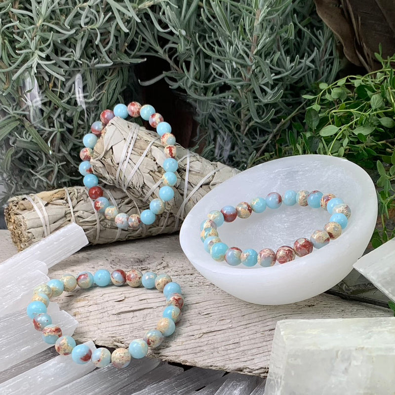 Mala Azure Variscite armband med sammetspåse