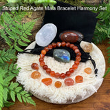 Randig Röd Agat Mala Armband Harmony Pouch Set