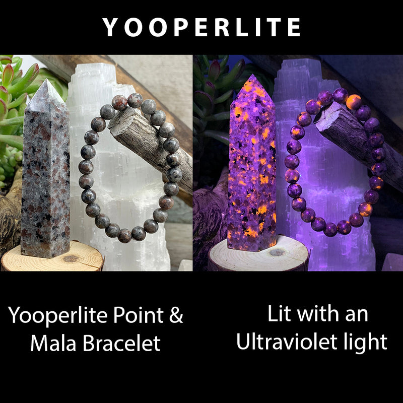 Yooperlite - The Stone the Glows + Combo σετ βραχιολιών Mala 👉 Έκπτωση 70%