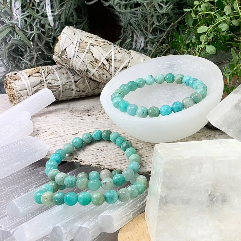 Mala Amazonite armband med sammetspåse