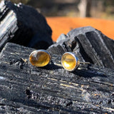 Earrings - Amber Crystal Sterling Silver Studs