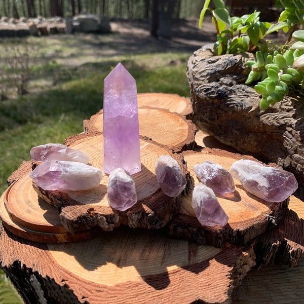 Σετ 8 τεμαχίων Amethyst Point + Amethyst Shards