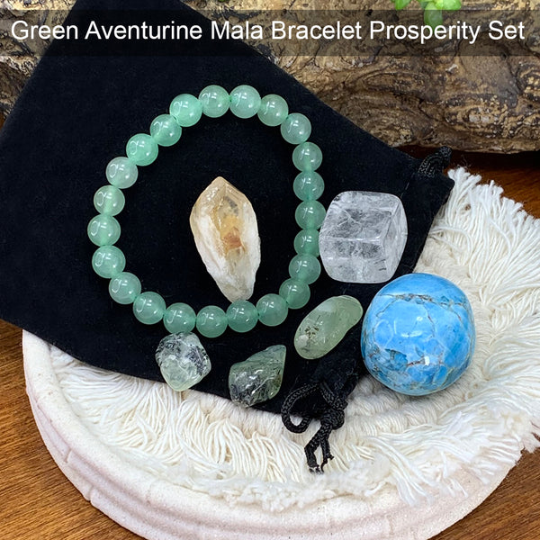 Σετ μπρασελέ Aventurine Mala Prosperity Pouch