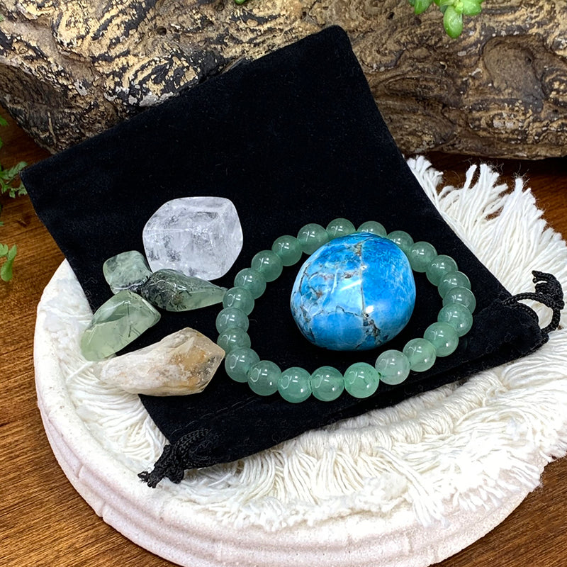 Aventurine Mala Armband Prosperity Pouch Set