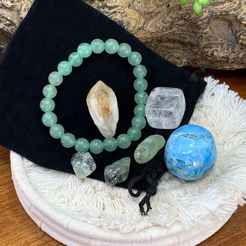 Aventurine Mala Armband Prosperity Pouch Set