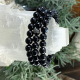 Mala Black Agate Armband Med Sammetspåse