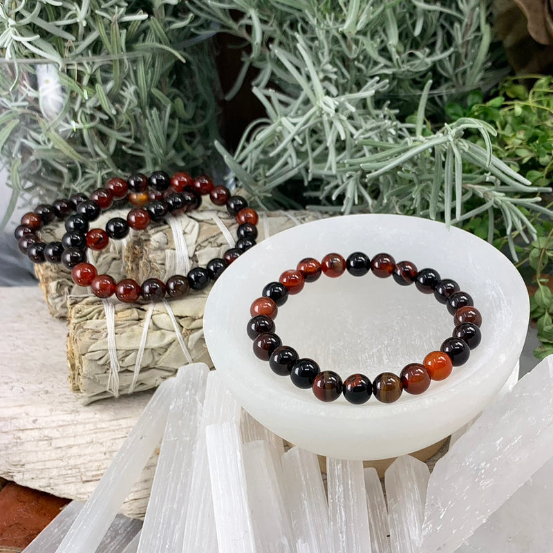 Mala Black Stripe Agate Armband med sammetspåse