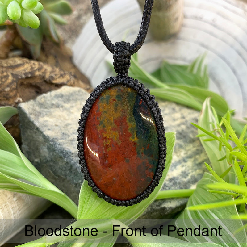 Bloodstone Macrame hänge halsband