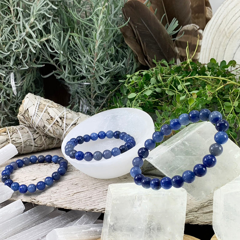 Βραχιόλι Mala Blue Aventurine με βελούδινο πουγκί